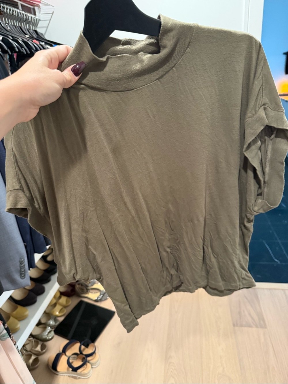 Olive Short-Sleeve Relaxed Crewneck Top